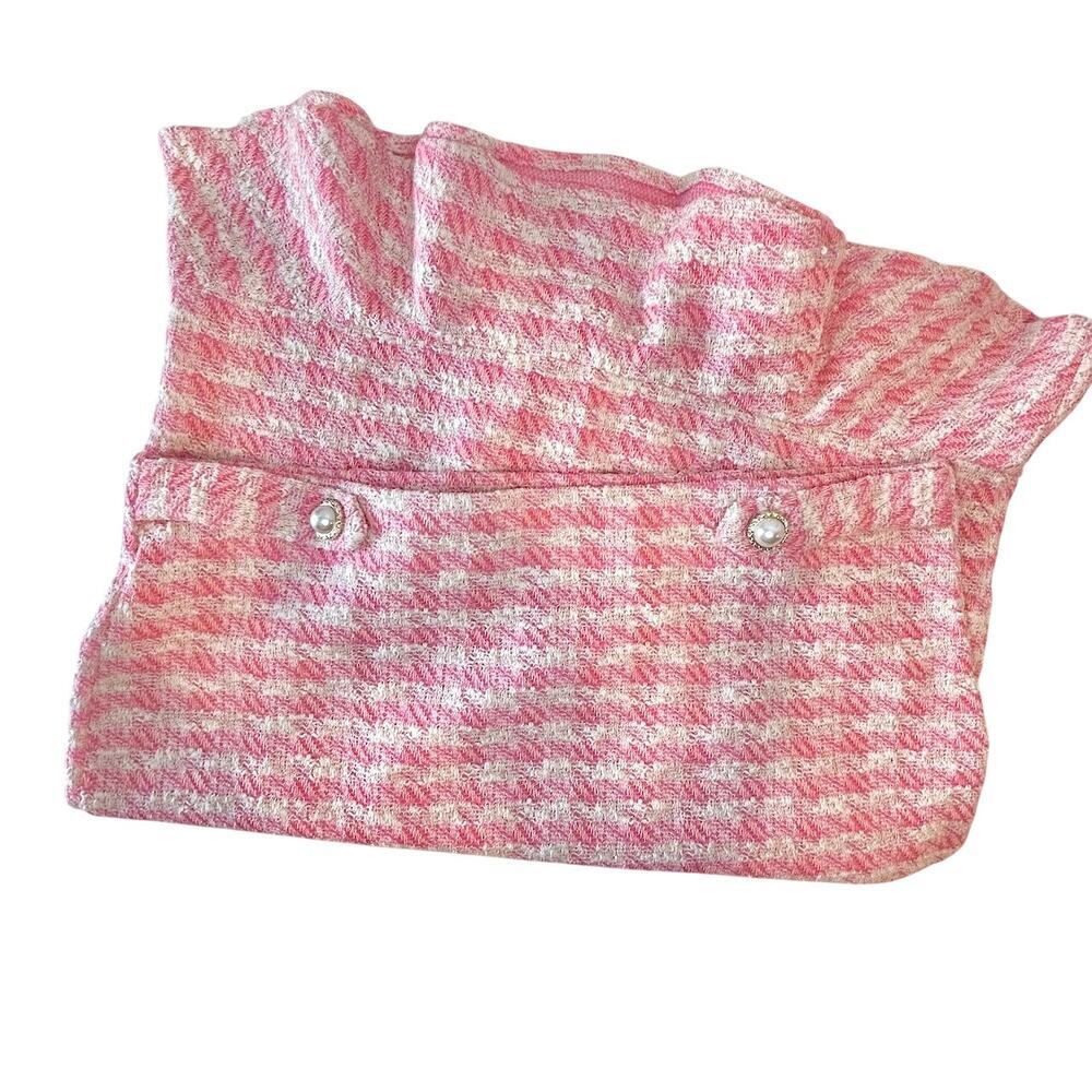 BARBIE, Coquette, Office Siren, PINK Tweed Skirt Women's Large - Picture 6 of 8